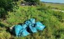 Foto: Blaue Müllsäcke am Wegrand zw. Sellendorf und Altgolßen 